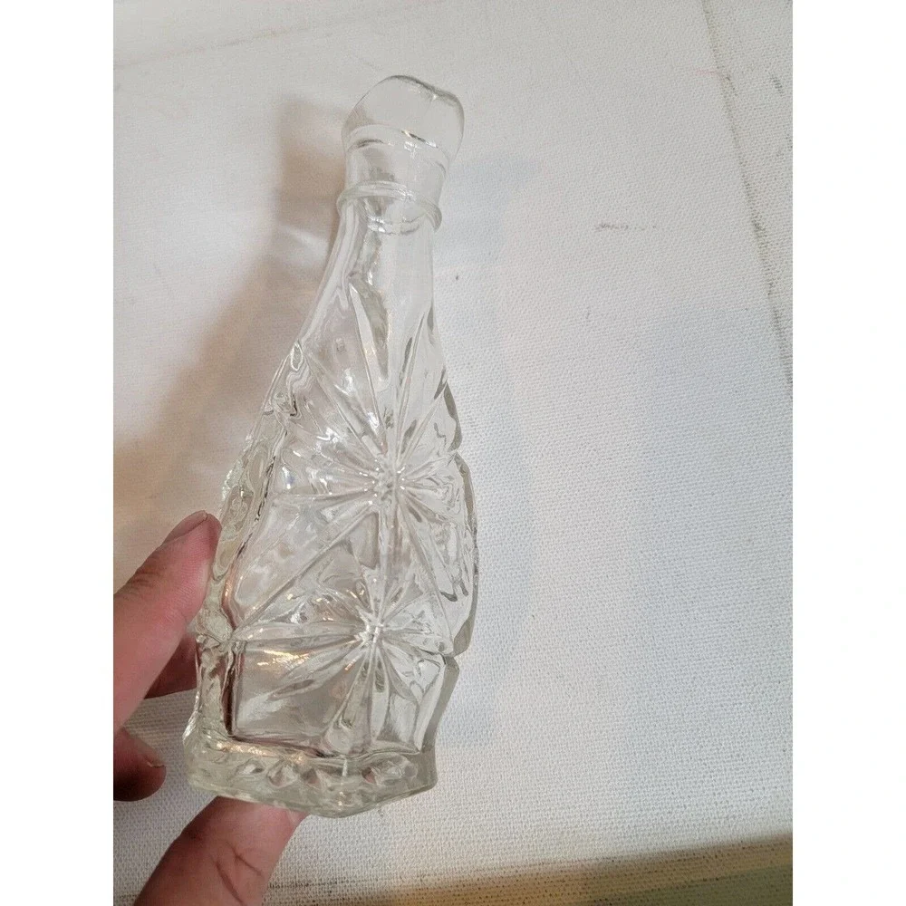 Vintage One Anchor Hocking Cruet w/Stopper‎ Star of David Pattern Pressed Glass